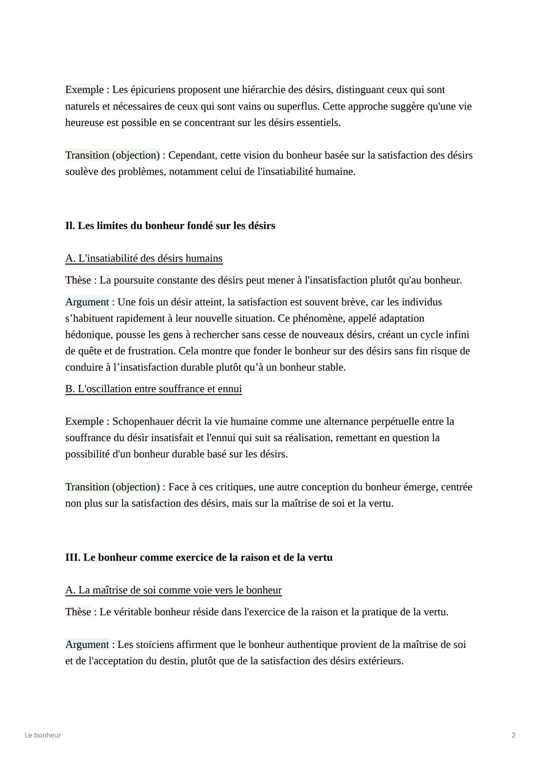 # Le bonheur
Le bonheur
INTRODUCTION
Le bonheur est traditionnellement conçu comme un état de satisfaction durable et de
plénitude. On l'