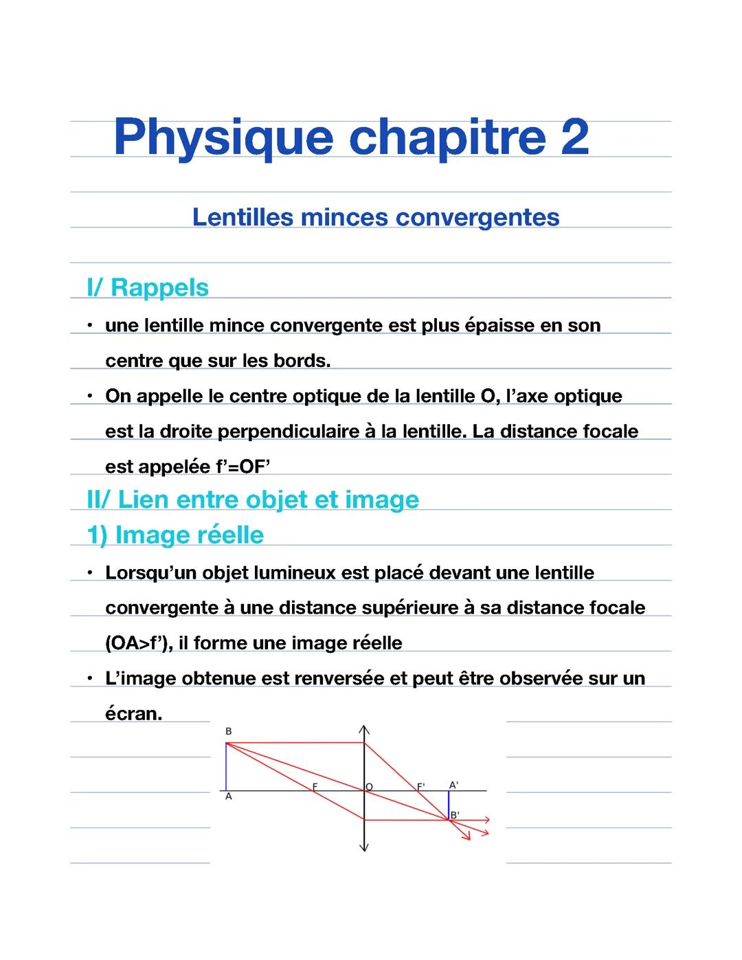 Lentille mince convergente