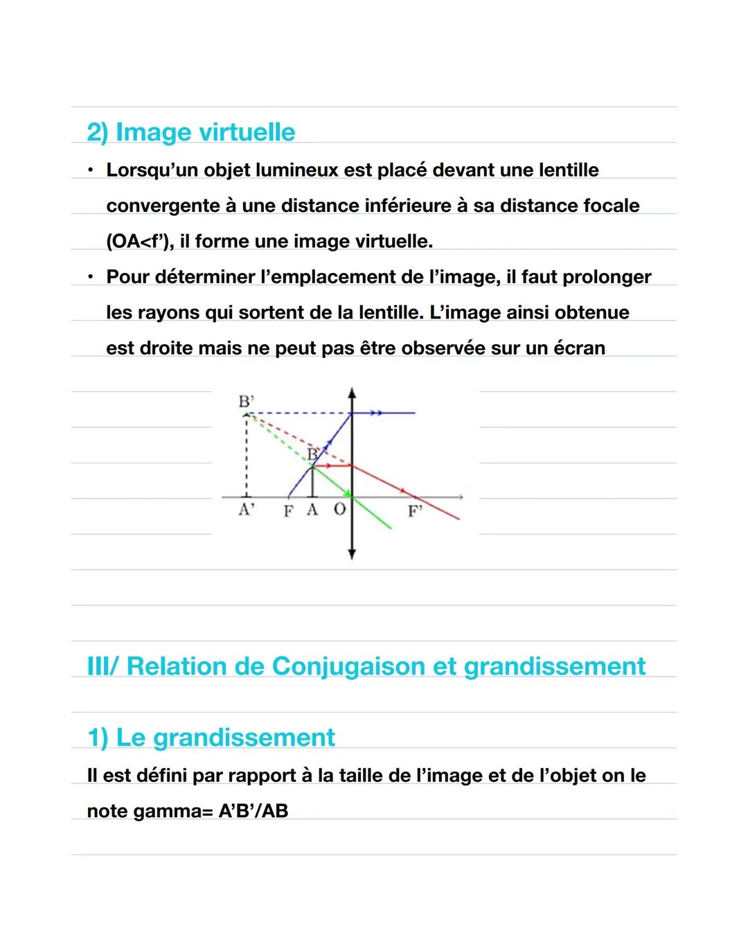•
•
Physique chapitre 2
Lentilles minces convergentes
I/ Rappels
une lentille mince convergente est plus épaisse en son
centre que sur les b