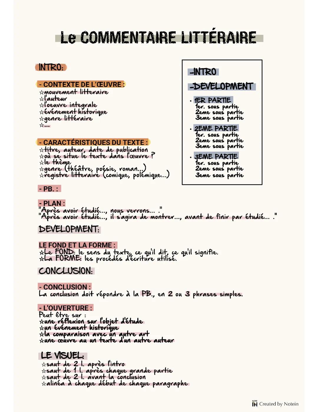 Le Commentaire litteraire