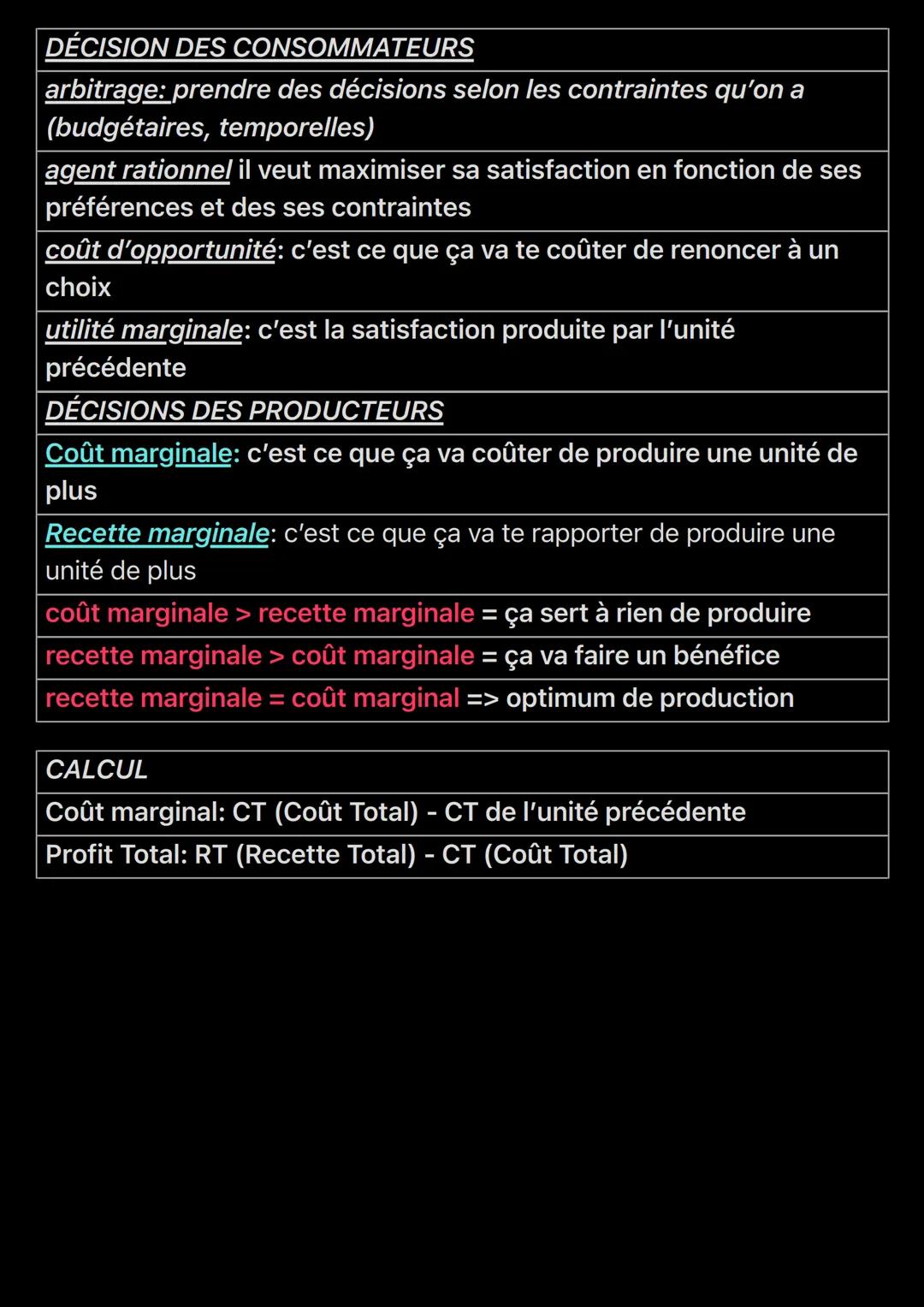 DÉCISION DES CONSOMMATEURS
arbitrage: prendre des décisions selon les contraintes qu'on a
(budgétaires, temporelles)
agent rationnel il veut