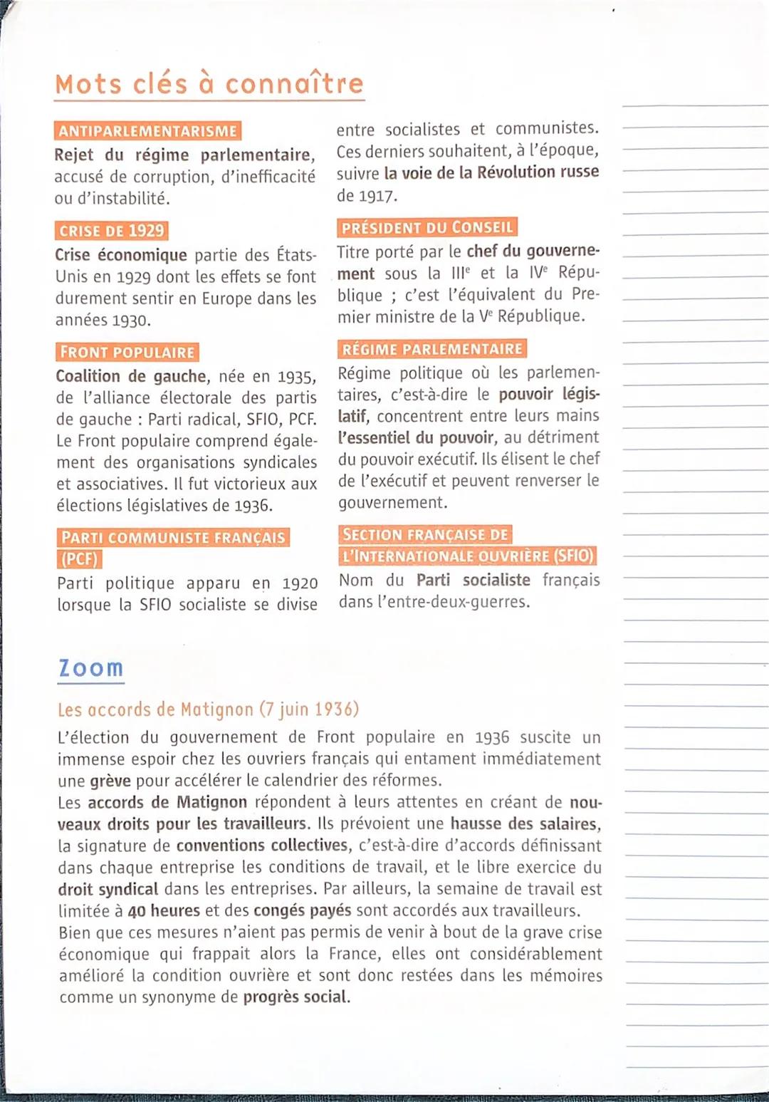 Fiche Démocraties et régimes totalitaires
4
La France
de l'entre-deux-guerres
L'essentiel du cours
Entre les deux guerres mondiales, le
