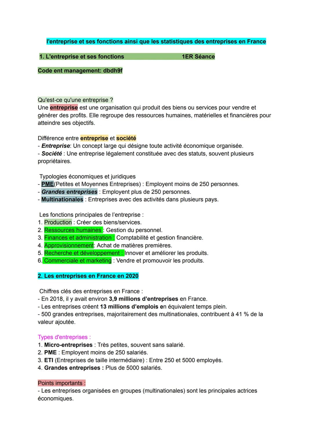 Cours introduction au management L1 économie et gestion – page 1