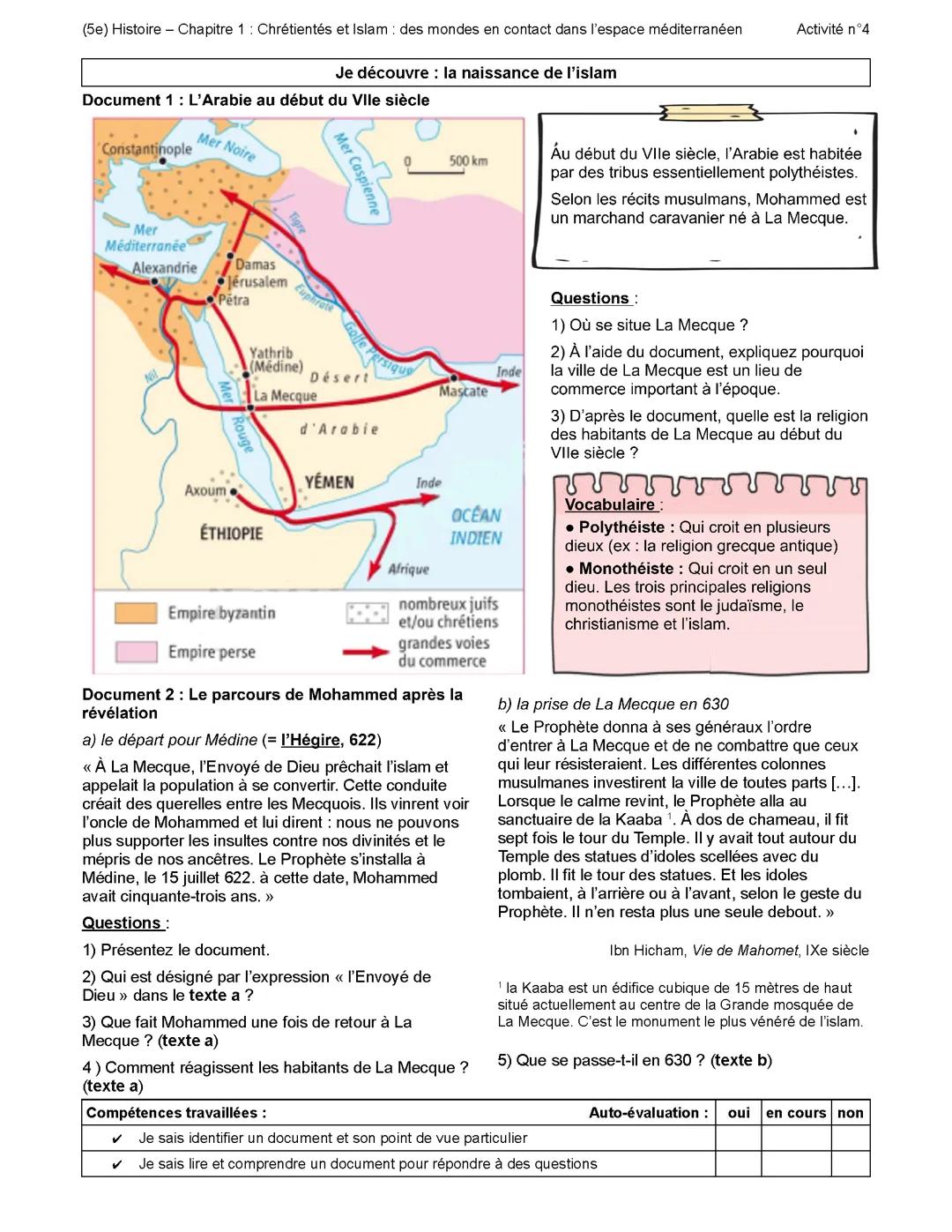 Exercice de histoire