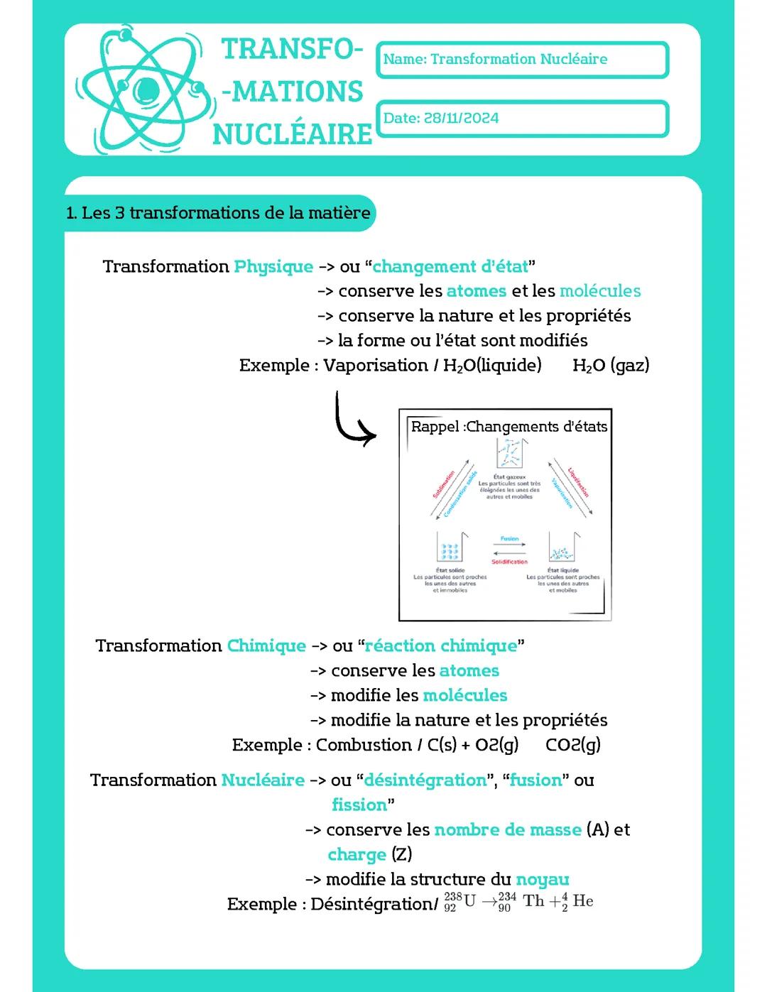 Transformations nucléaires