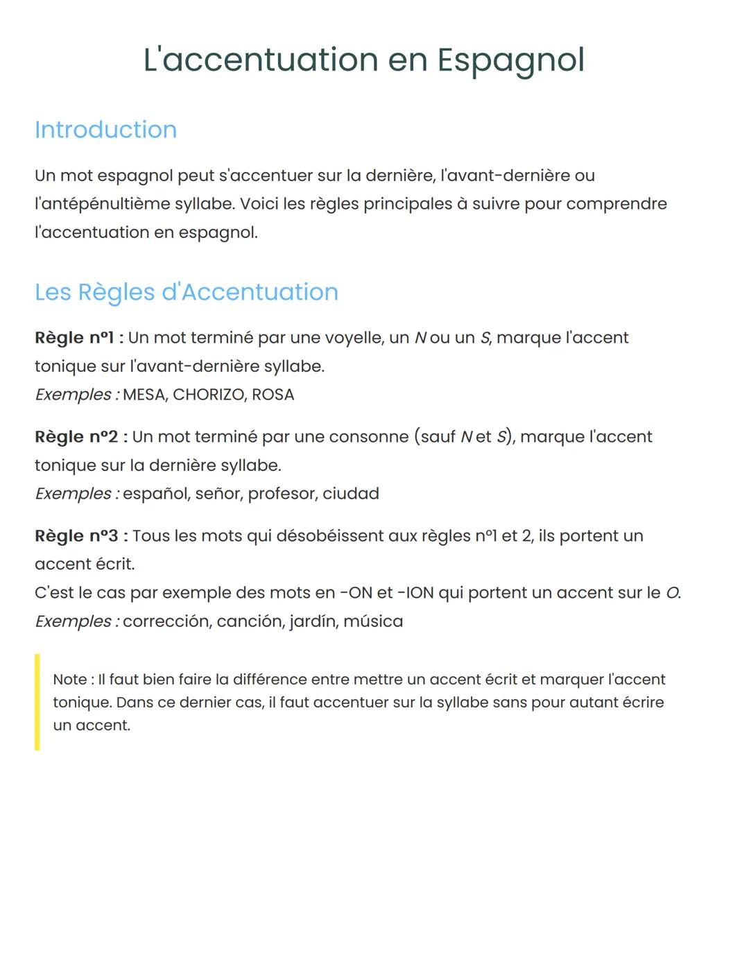 L'accentuation en Espagnol