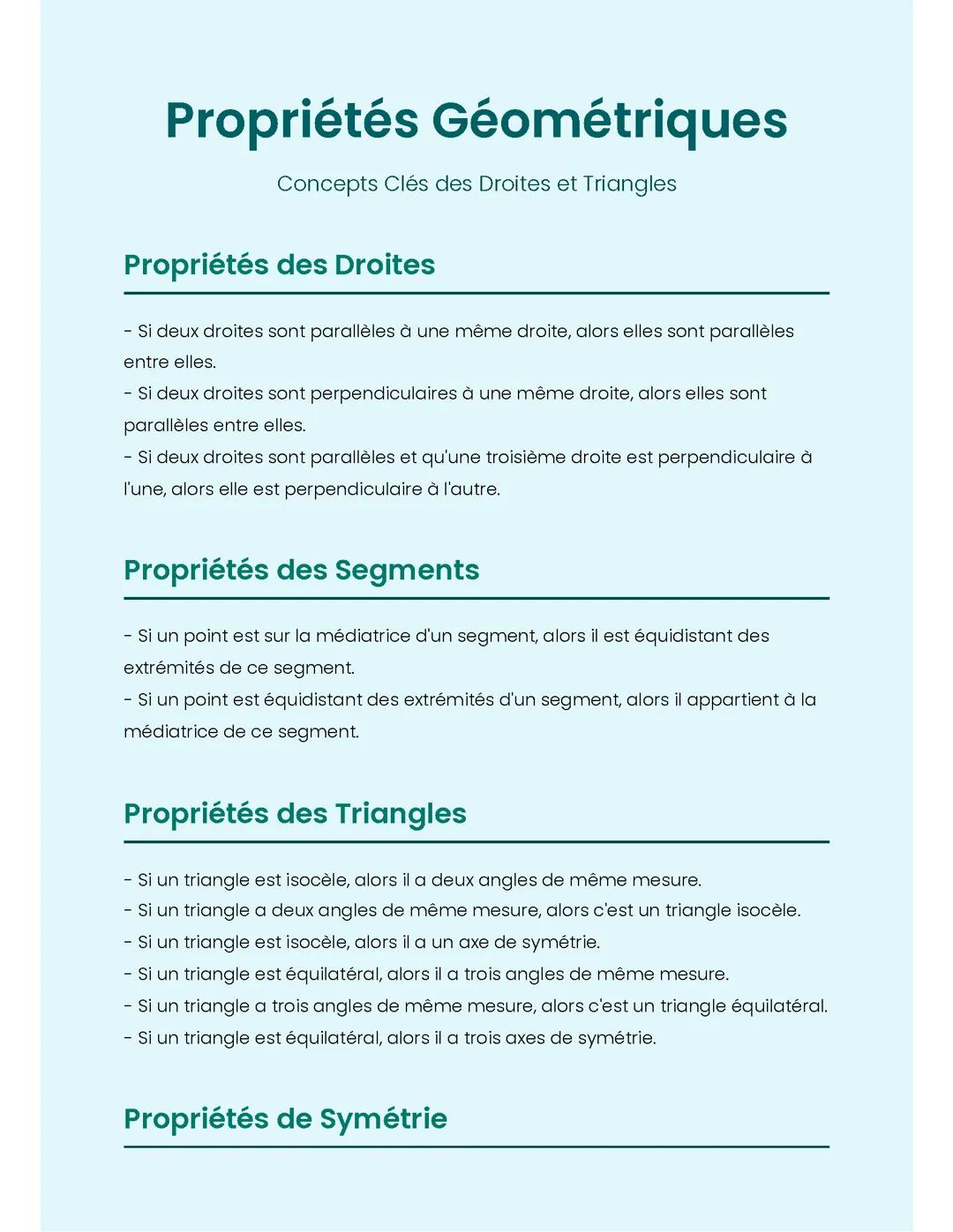 Propriétés Géométriques