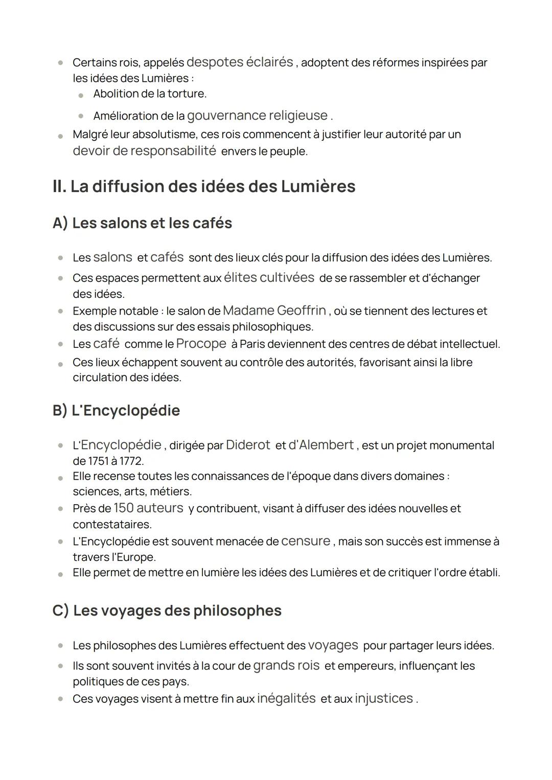 I. Un nouveau mouvement intellectuel, scientifique et
philosophique
A) Les Lumières
• XVIIIe siècle : période marquée par un mouvement intel