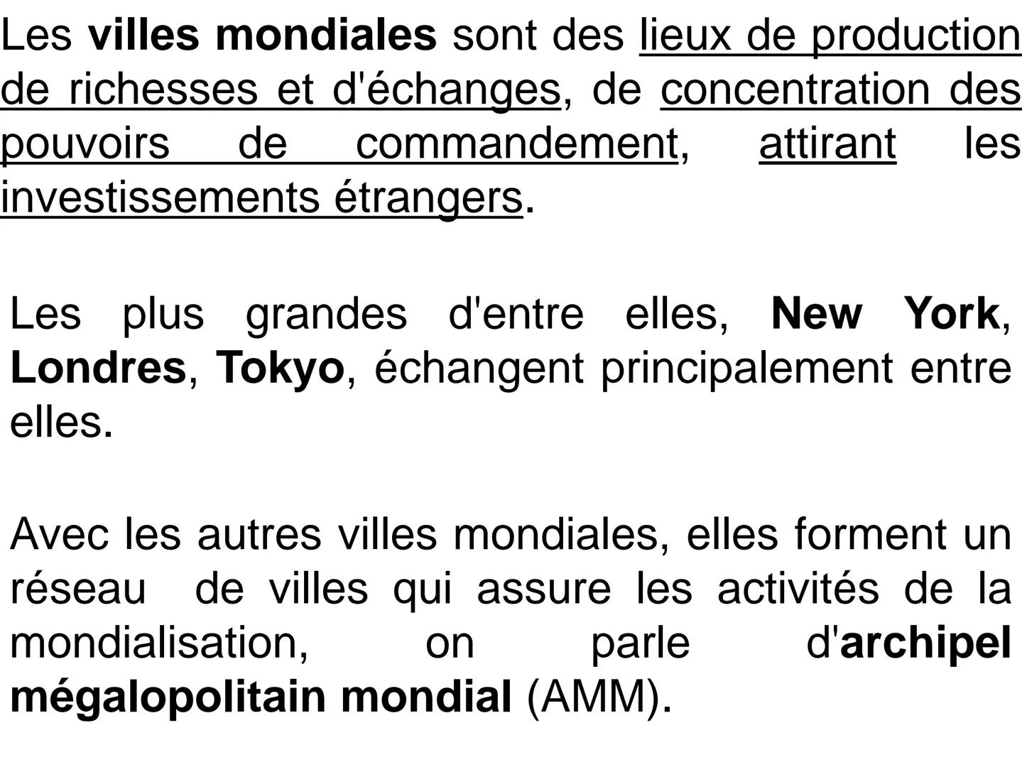 # Chapitre 2 = Des villes inégalement
connectées aux réseaux de
mondialisation
New-York, Etats-Unis Les villes du monde sont inégalement co