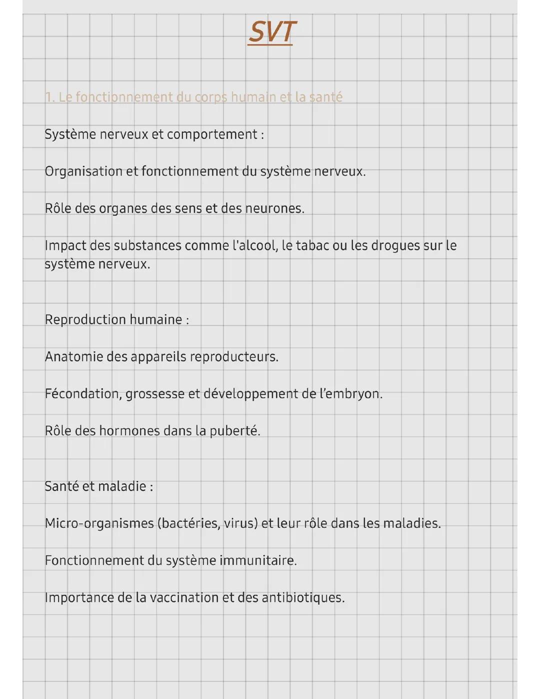 Svt: fiche de révision svt