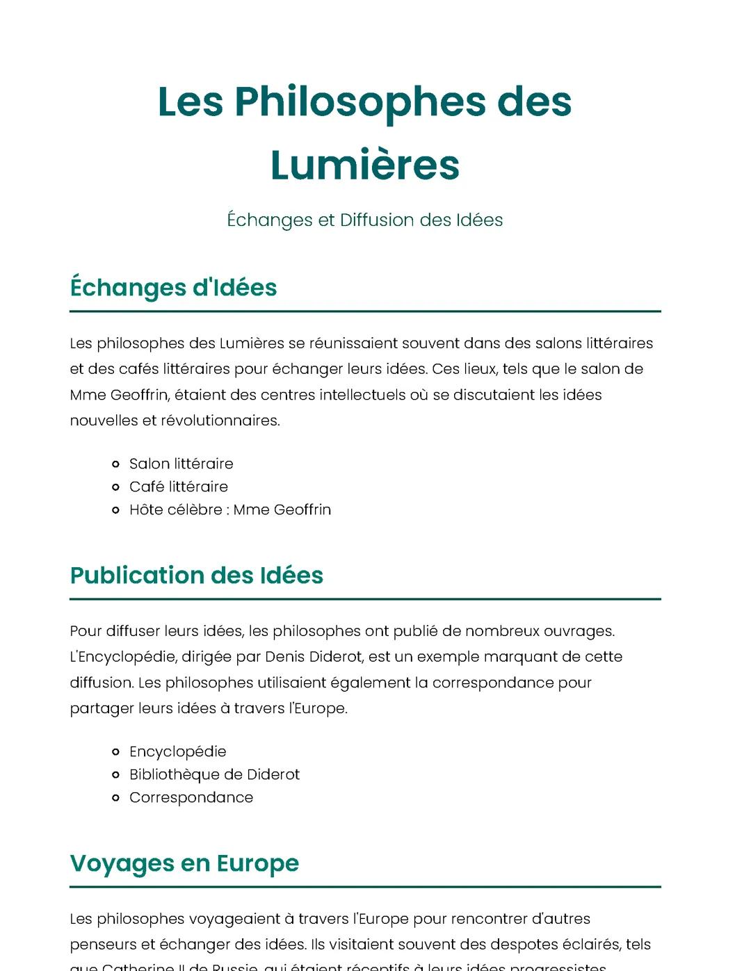 Les Philosophes des Lumières