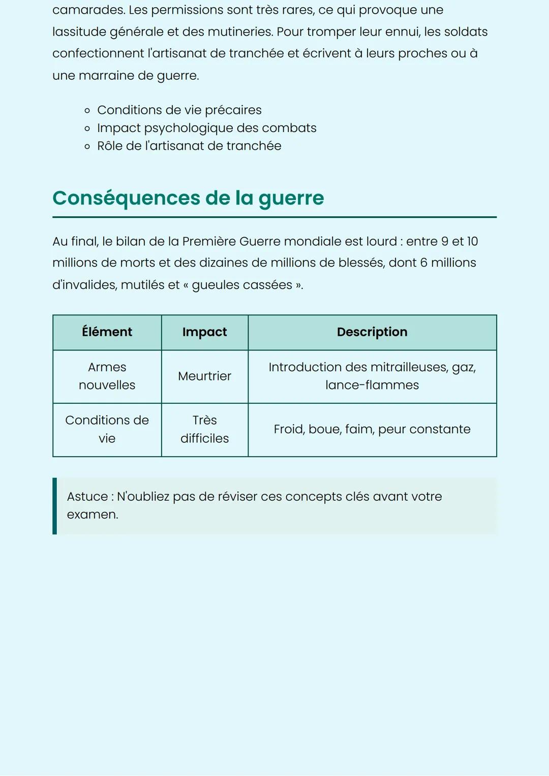 La violence des combats
au front
Une guerre longue et meurtrière
La Première Guerre mondiale (1914-1918)
La Première Guerre mondiale est mar