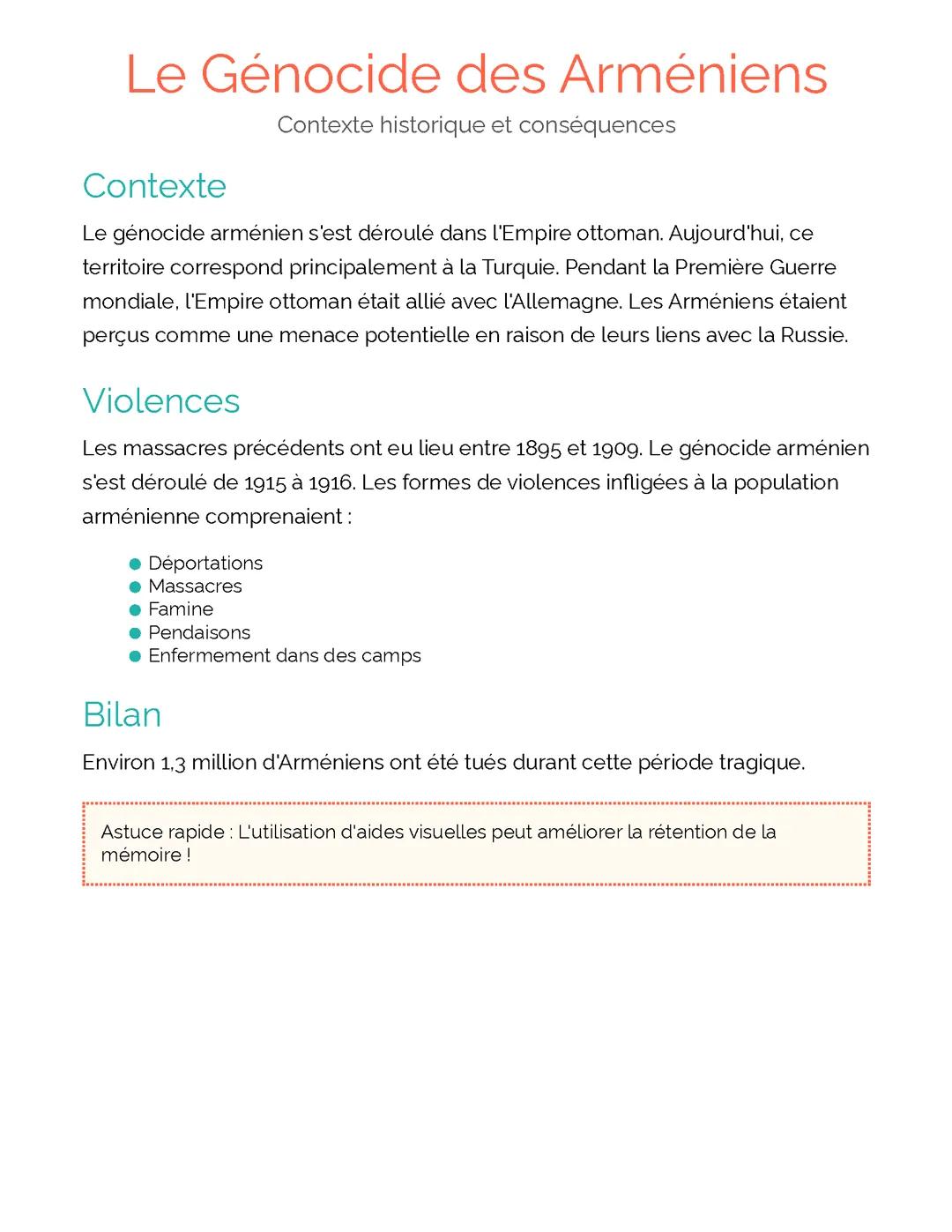 Le Génocide des Arméniens