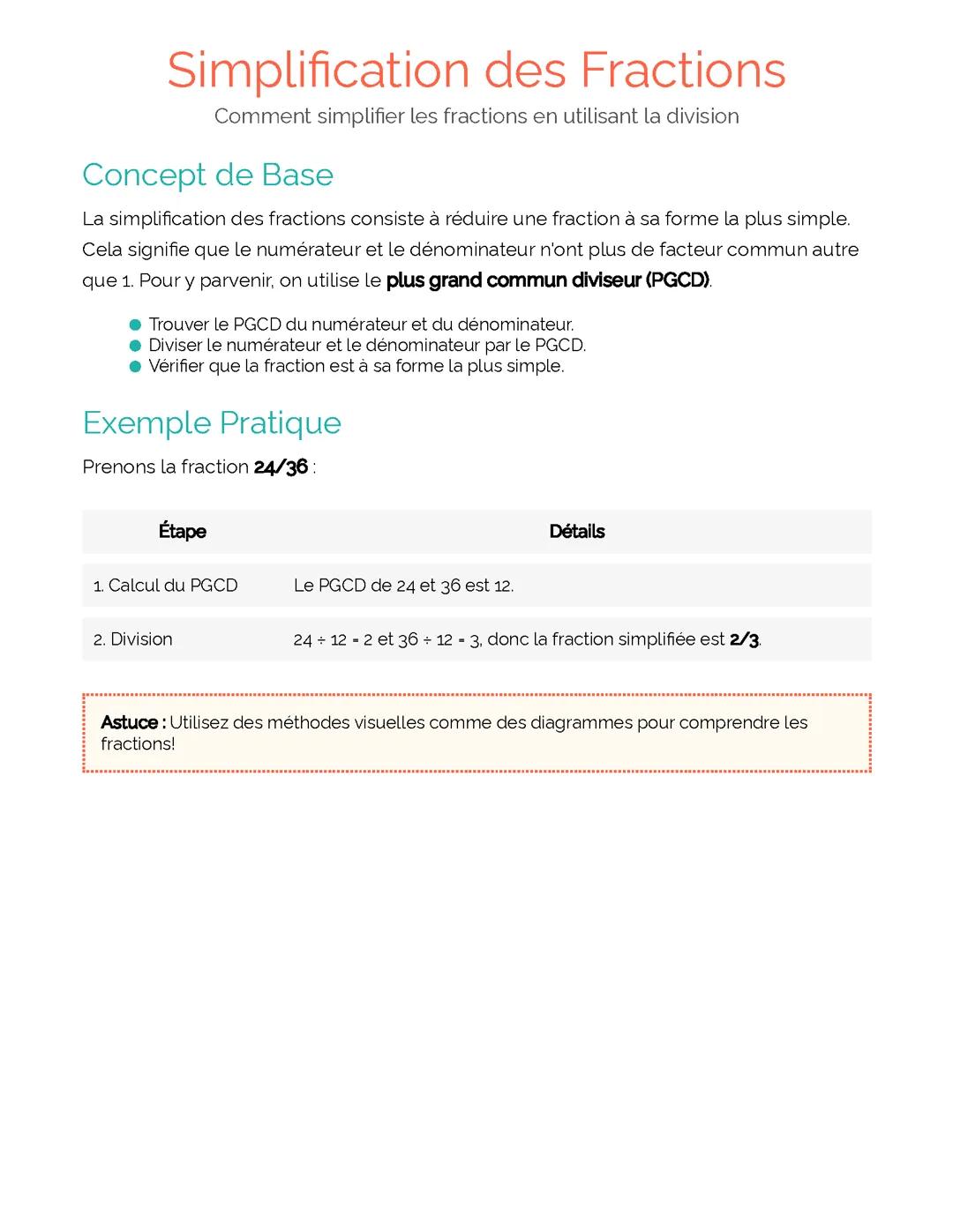 Simplification des Fractions