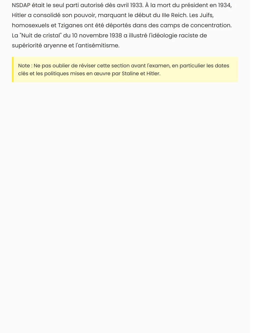 # L'URSS et l'Allemagne Nazie: Régimes
Totalitaires
L'URSS sous Staline (1924-1953)
Joseph Staline, souvent appelé "l'homme de fer", a dir