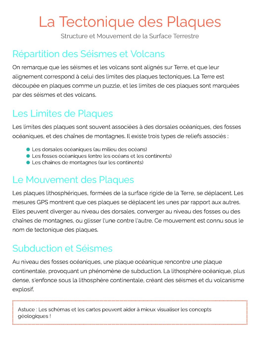 La Tectonique des Plaques