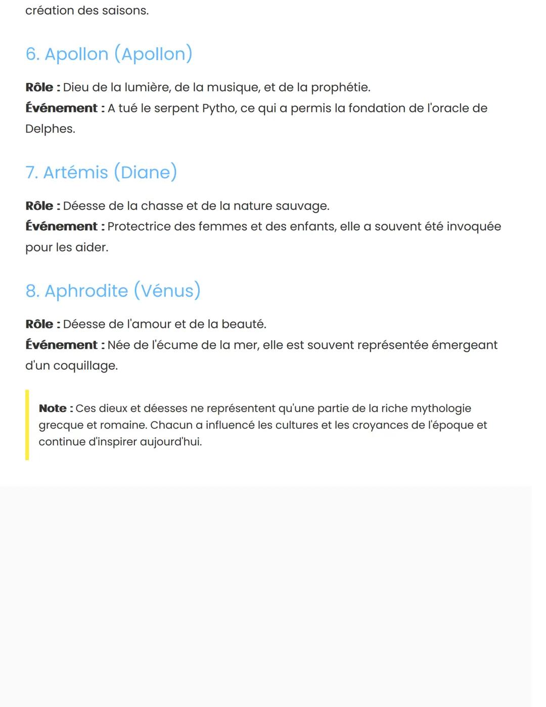 # Les Dieux de la Mythologie Grecque et
# Romaine
La mythologie grecque et romaine regorge de dieux et déesses aux rôles variés
et aux hist