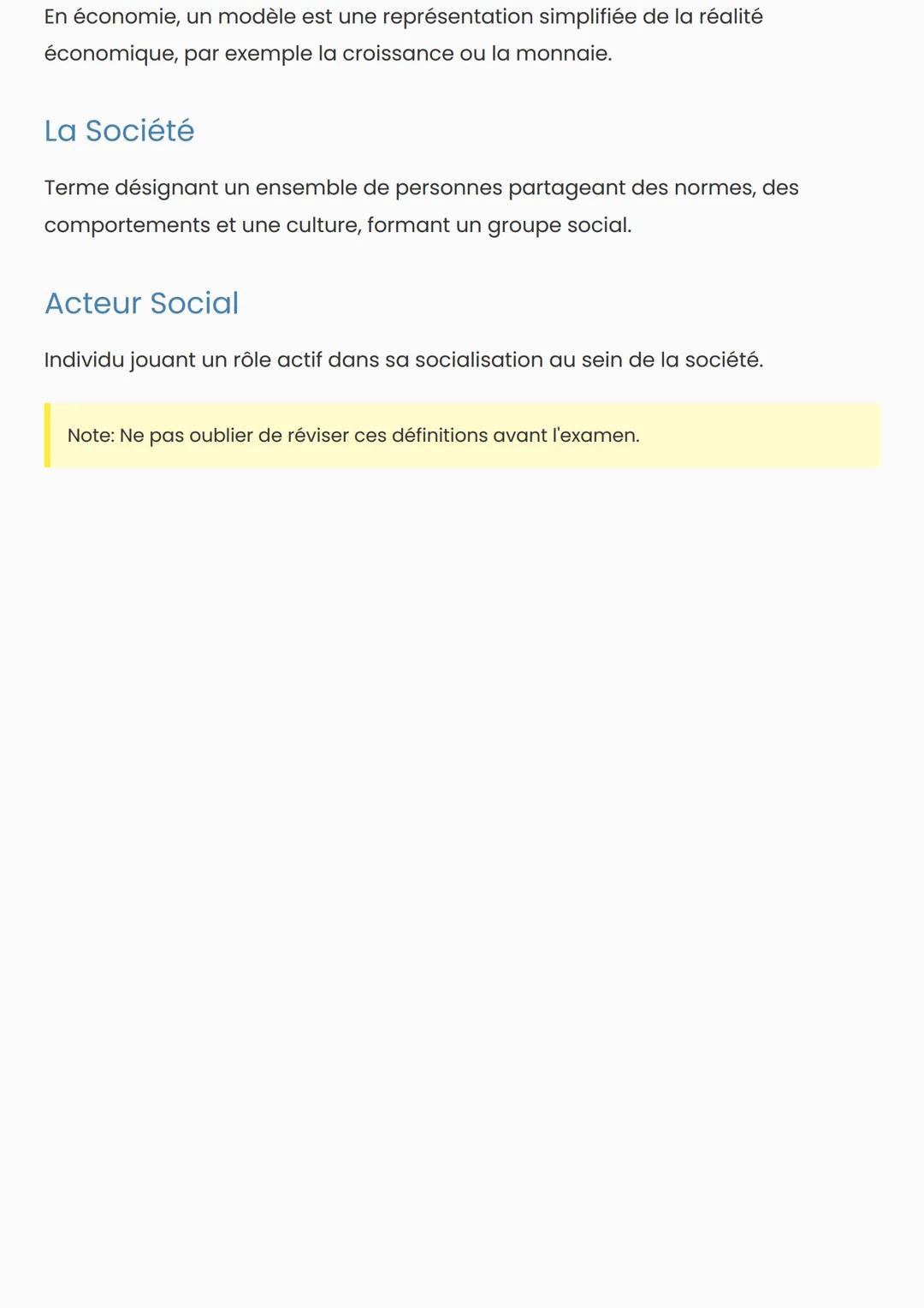Définitions Économiques et Sociales
Ressources
Les ressources économiques sont les moyens matériels ou immatériels qui
permettent de satisfa