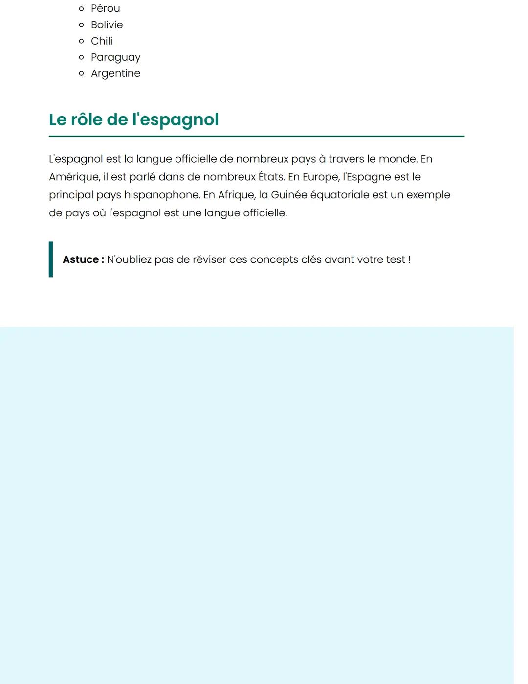 Carte de l'Amérique latine
Introduction
Les pays hispanophones
L'Amérique latine comprend tous les pays du continent américain où l'on parle