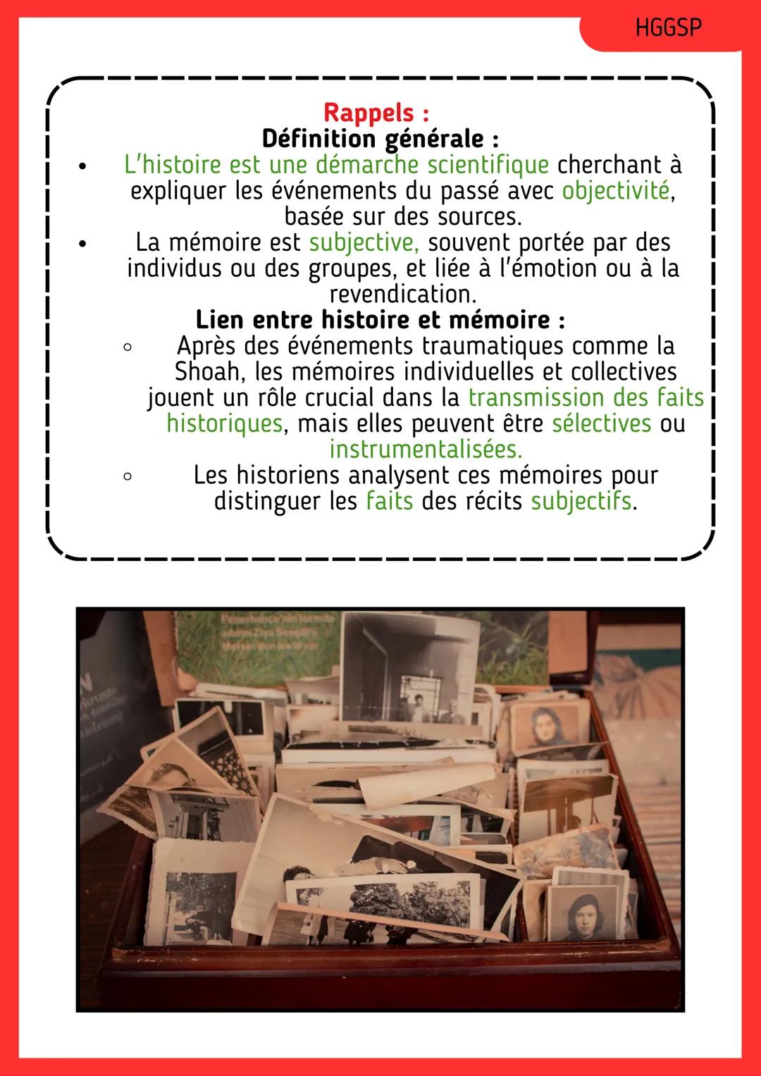 ruste
integr
HGGSP
Rappels :
Définition générale :
L'histoire est une démarche scientifique cherchant à
expliquer les événements du passé av