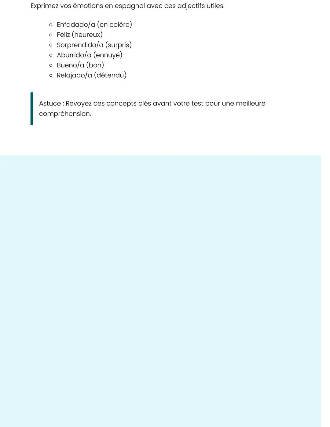 Notes de Vocabulaire et
Verbes Espagnols
Qualités, Défauts, Émotions et Verbes
Qualités et Défauts
Voici une liste des qualités et défauts e