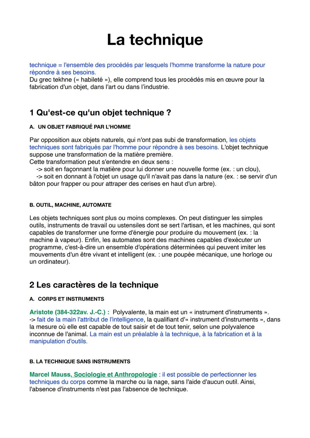 # La technique
technique = l'ensemble des procédés par lesquels l'homme transforme la nature pour
répondre à ses besoins.
Du grec tekhne (<