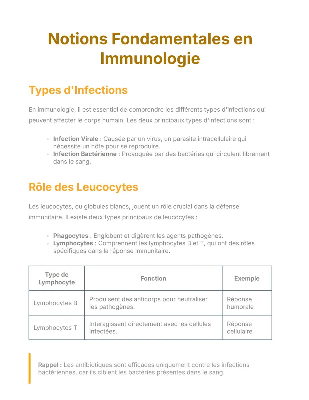 # Notions Fondamentales en
# Immunologie
## Types d'Infections
En immunologie, il est essentiel de comprendre les différents types d'infec