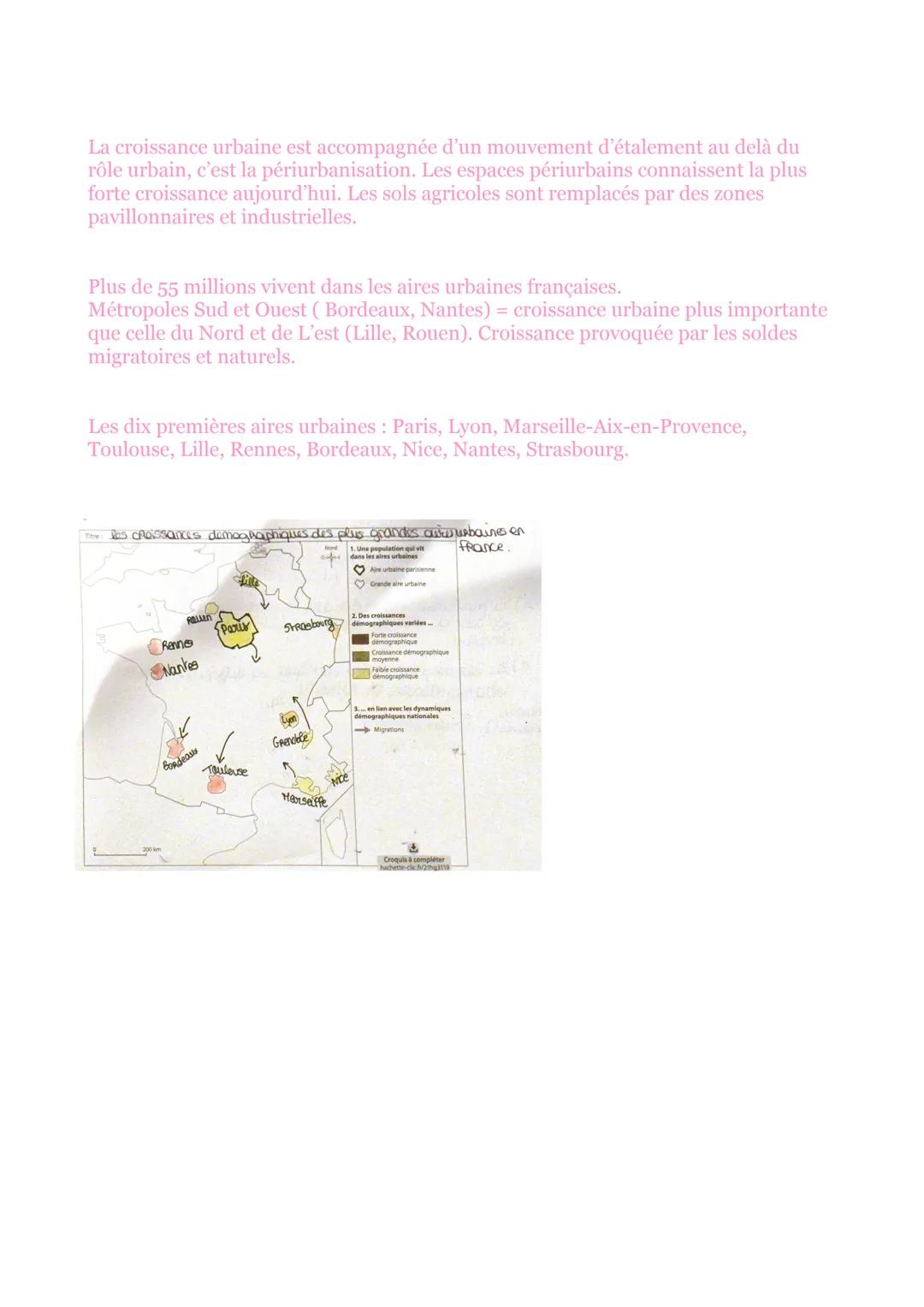 # AIRES URBAINES
## GÉOGRAPHIE
INTRODUCTION: Depuis 1950, il y a une forte croissance démographique des
villes. 85% des français vivent da
