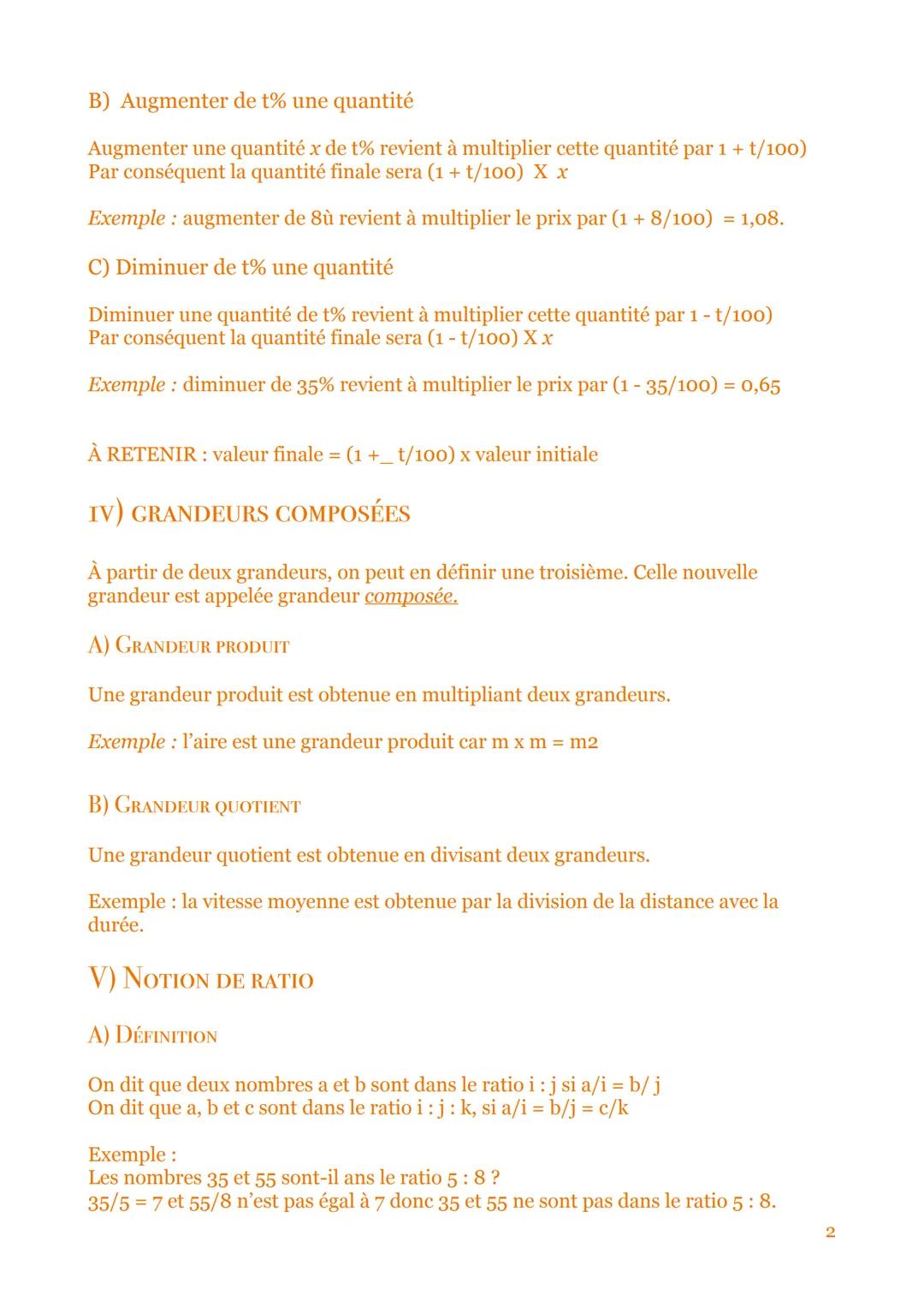 PROPORTIONNALITÉ
MATHS
I) GRANDEURS PROPORTIONNELLES
Si les points A, B, M d'une part et A, C, N d'autre part sont alignés et si les droites