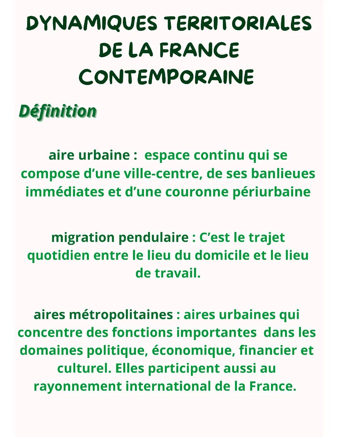 Dynamique territoriale de la France contemporaine