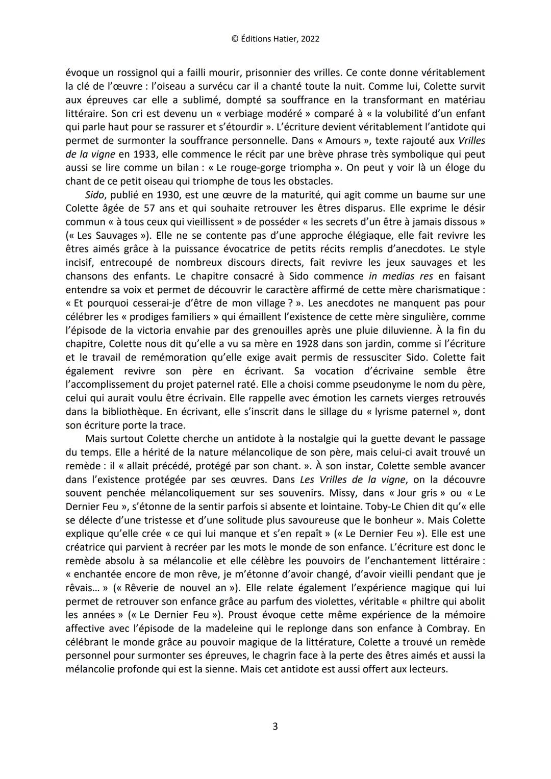 Éditions Hatier, 2022
Dissertation rédigée
Sujet
<< Toute présence végétale agissait sur elle comme un antidote >> écrit Colette à propos de