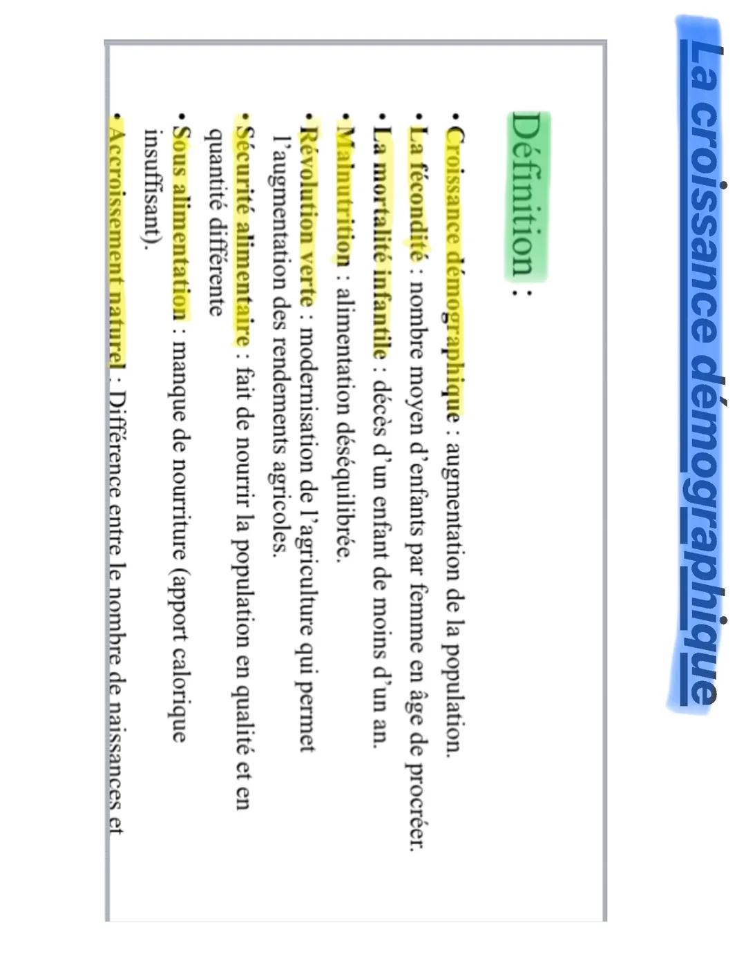 La croissance démographique (définitions)