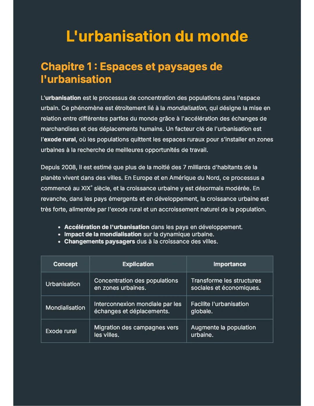 L'urbanisation du monde