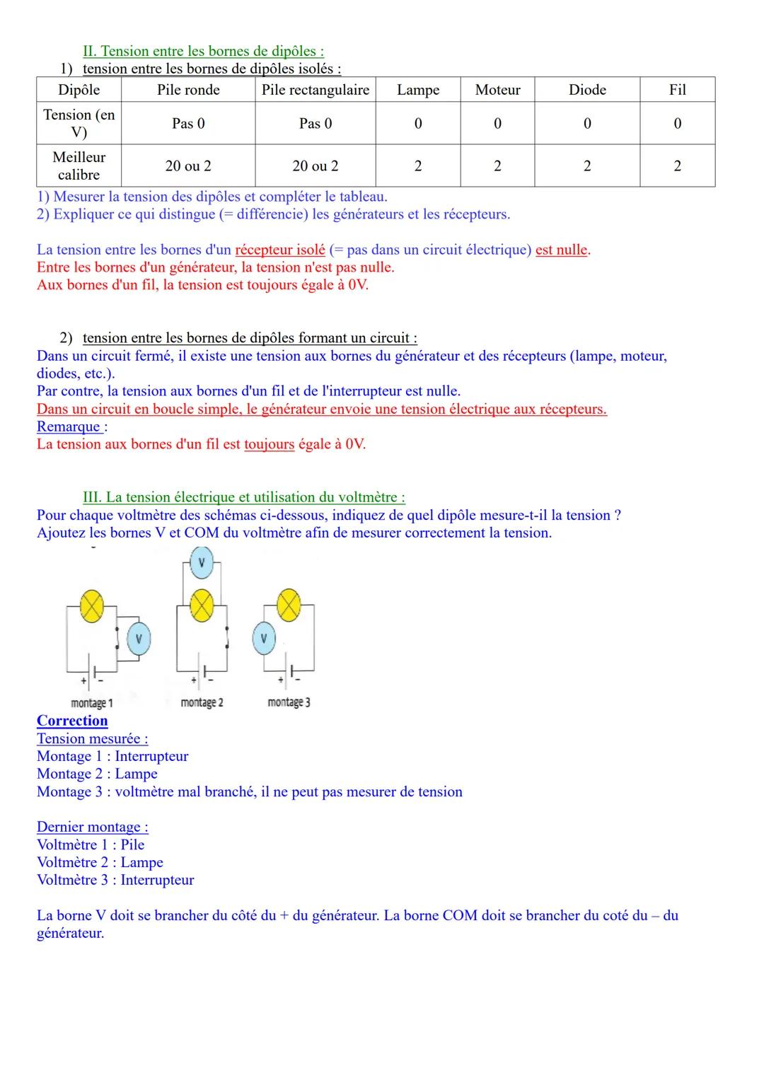 Electricité: Rappels de 5e
I. Vocabulaire en électricité:
Dipôle élément du circuit comportant deux bornes ; on peut donc brancher deux fils