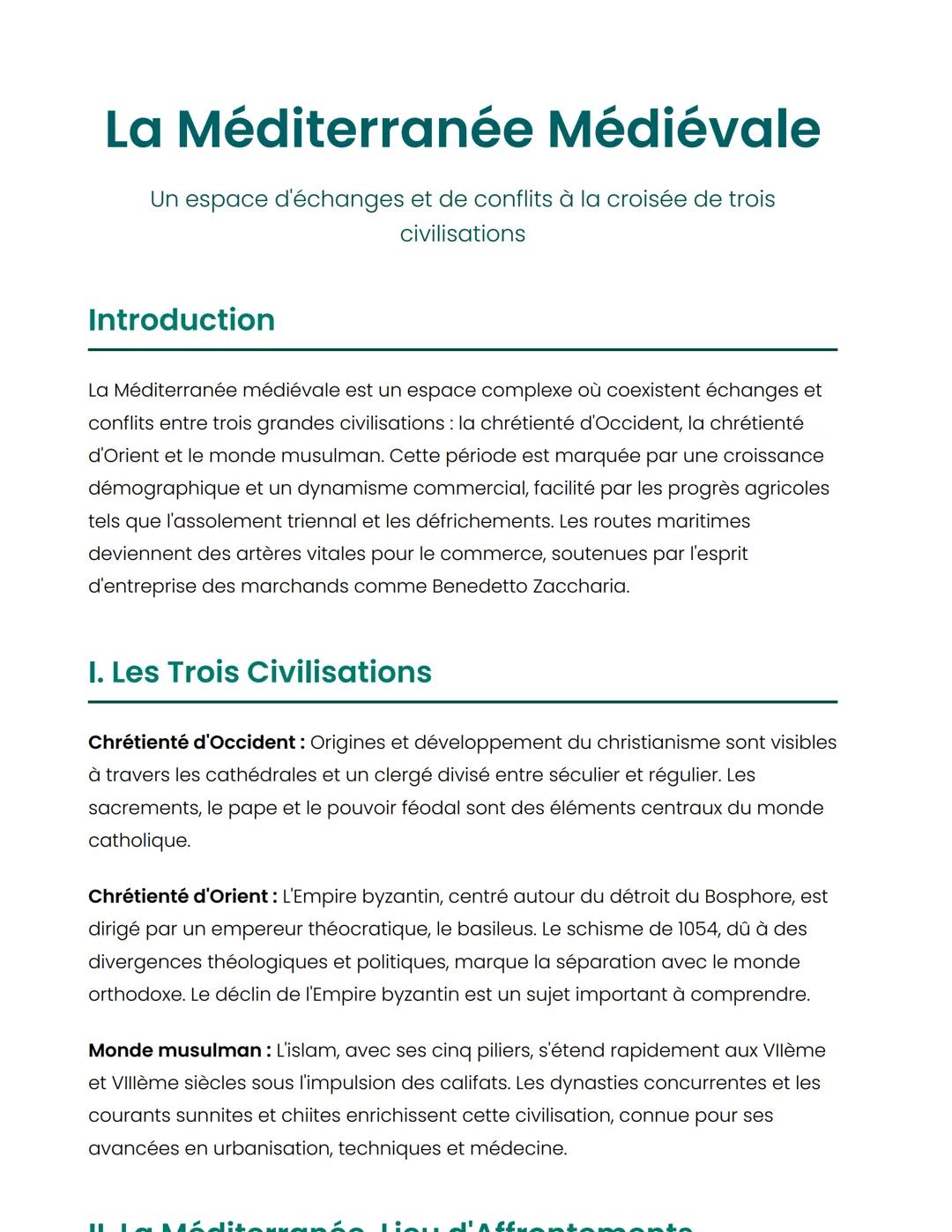 La Méditerranée Médiévale : Échanges et Conflits