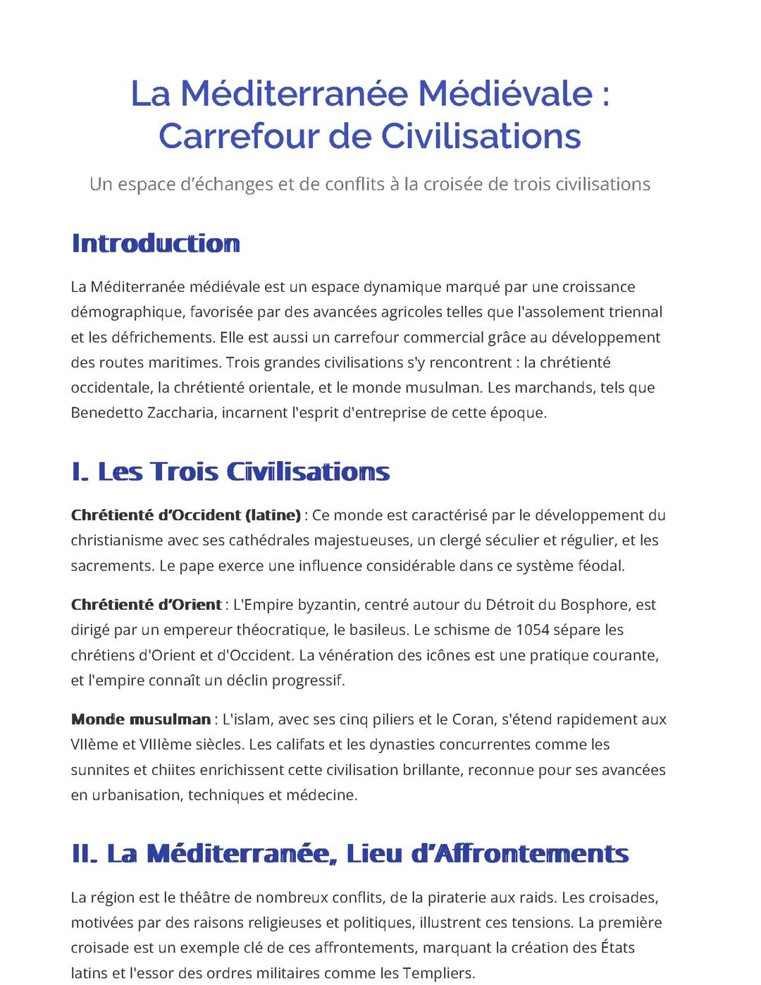 La Méditerranée Médiévale : Carrefour de Civilisations