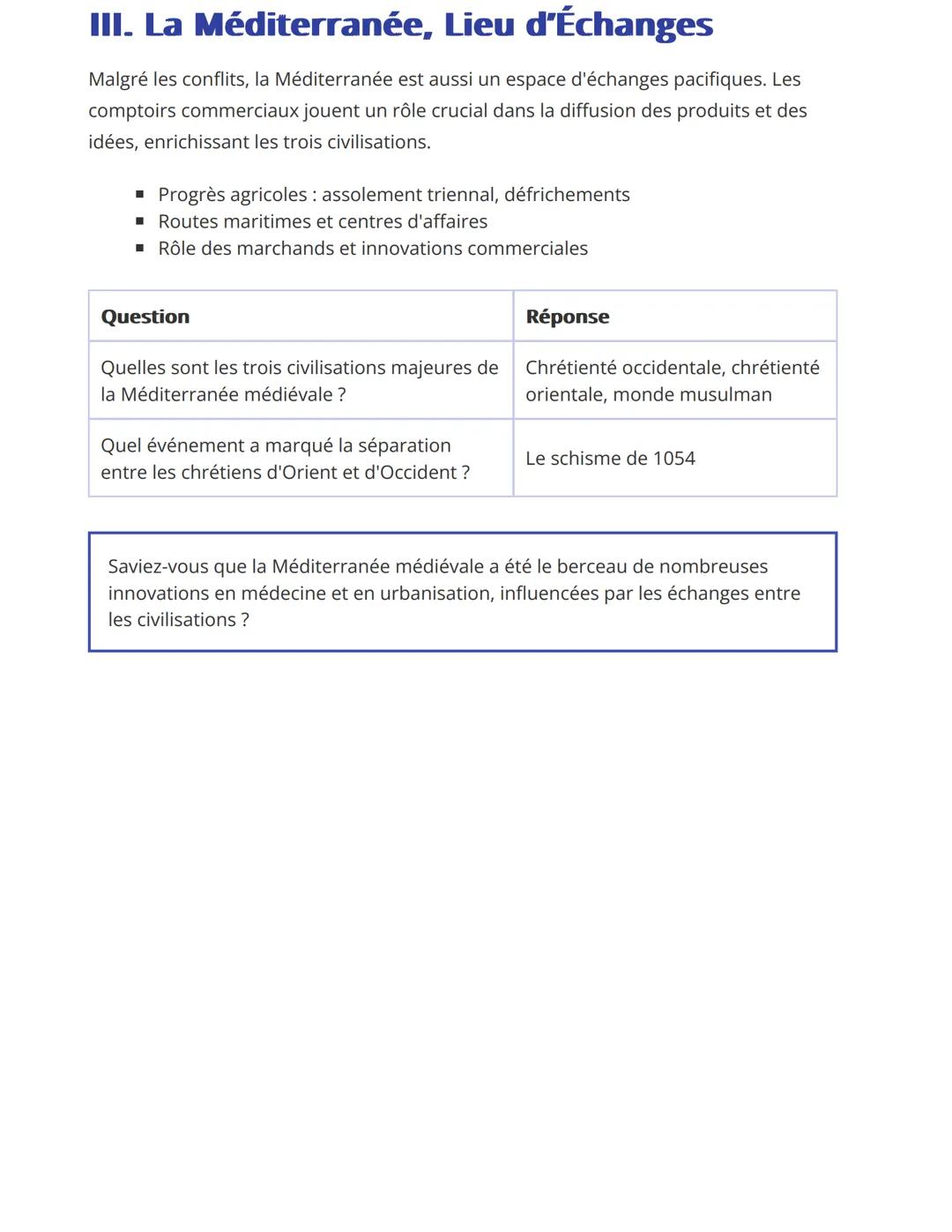 La Méditerranée Médiévale :
Carrefour de Civilisations
Un espace d'échanges et de conflits à la croisée de trois civilisations
Introduction