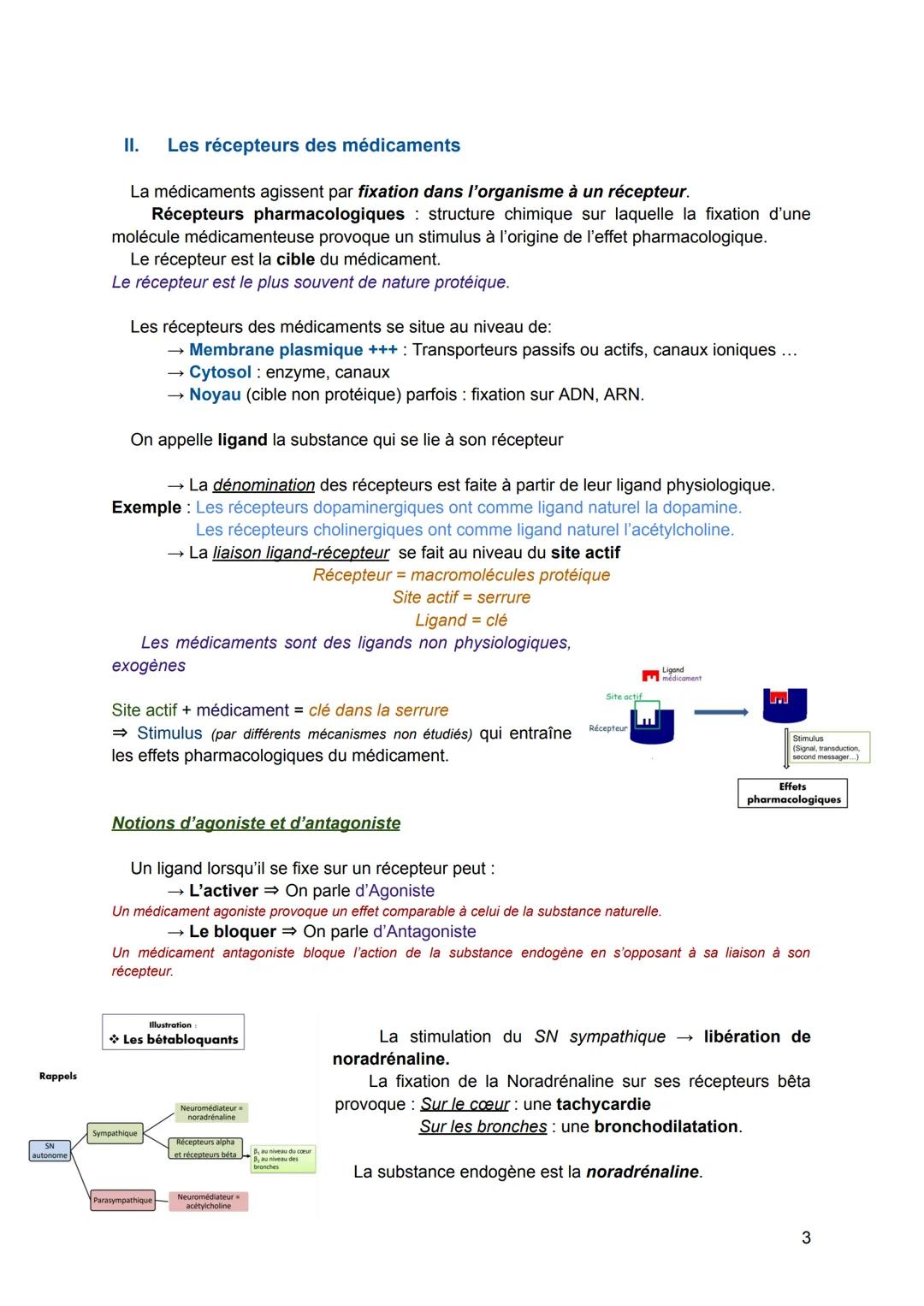 Notions de pharmacodynamie
Pharmacodynamie = étude de l'action du
médicament sur l'organisme.
=> C'est un processus dynamique des
effets pha