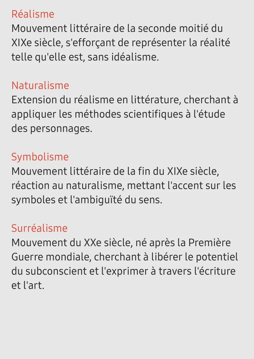 Les grands mouvement
littéraire
Définition
Mouvement littéraire
Ensemble d'auteurs ou d'œuvres littéraires
caractérisés par des caractéristi