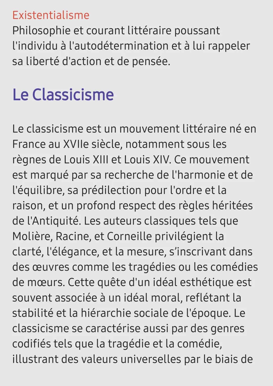 Les grands mouvement
littéraire
Définition
Mouvement littéraire
Ensemble d'auteurs ou d'œuvres littéraires
caractérisés par des caractéristi