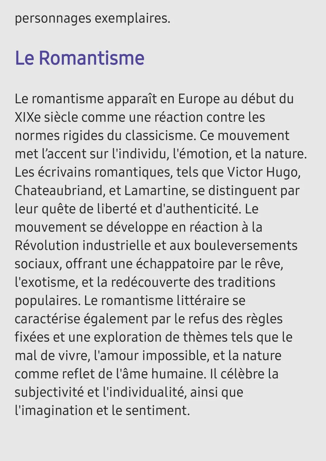Les grands mouvement
littéraire
Définition
Mouvement littéraire
Ensemble d'auteurs ou d'œuvres littéraires
caractérisés par des caractéristi