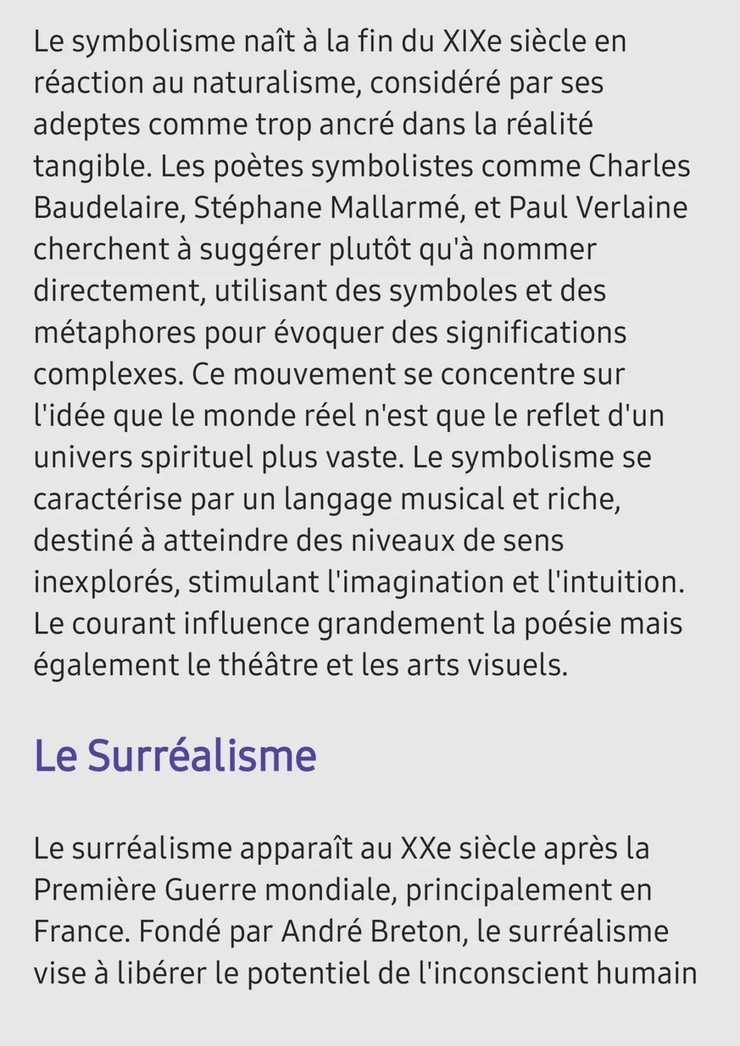 Les grands mouvement
littéraire
Définition
Mouvement littéraire
Ensemble d'auteurs ou d'œuvres littéraires
caractérisés par des caractéristi