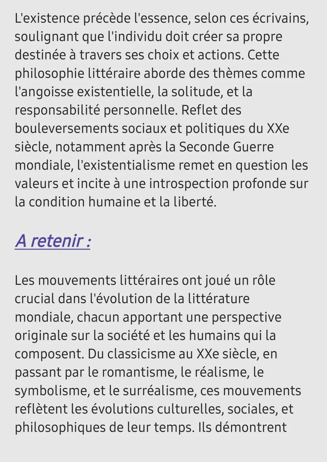 Les grands mouvement
littéraire
Définition
Mouvement littéraire
Ensemble d'auteurs ou d'œuvres littéraires
caractérisés par des caractéristi