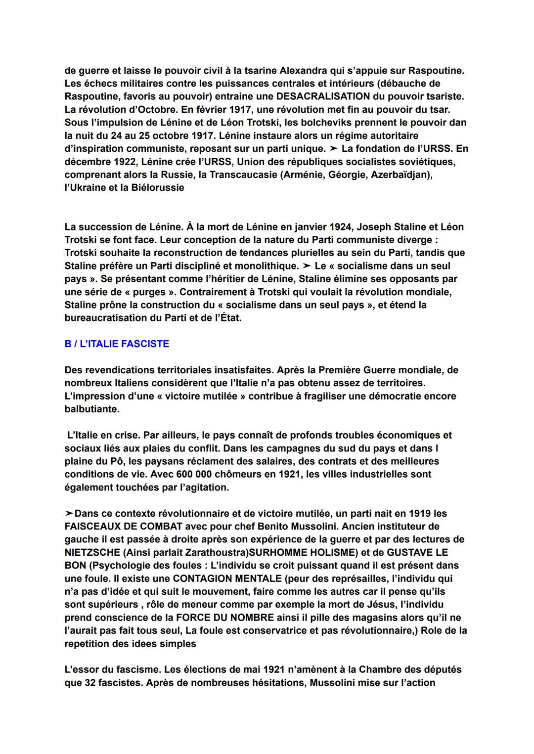# Les régimes totalitaires
Introduction
Le fascisme n'est pas née en Italie il a eu seulement sa prolongation politique. Pour Zevv, il
pui