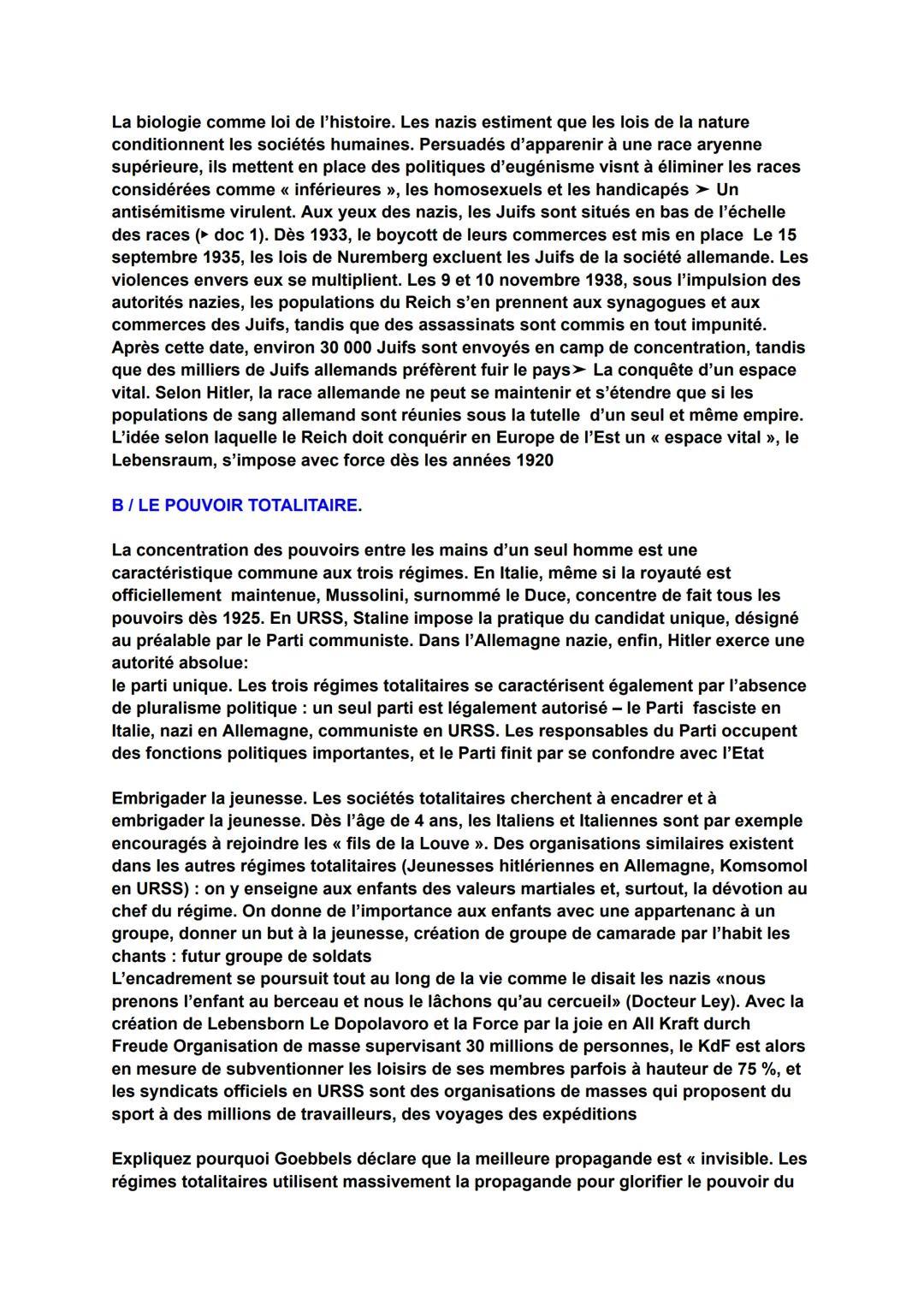 # Les régimes totalitaires
Introduction
Le fascisme n'est pas née en Italie il a eu seulement sa prolongation politique. Pour Zevv, il
pui