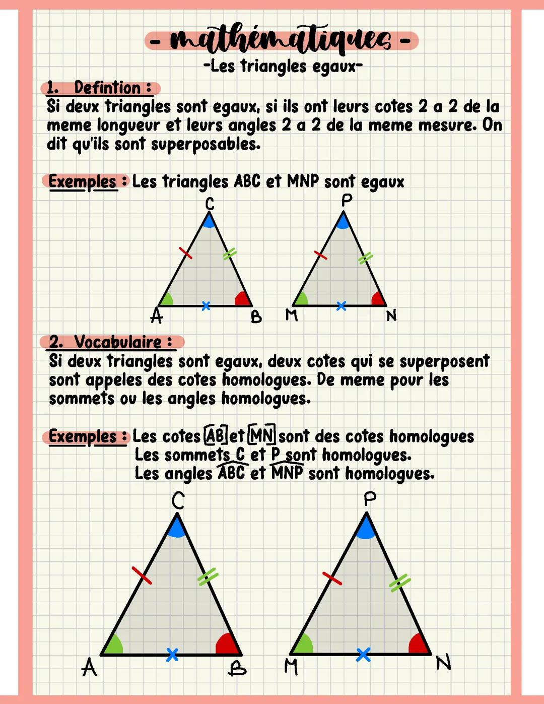 Triangles égaux