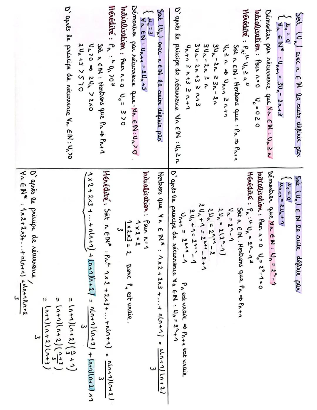 Démonstrations par récurrence : exemples