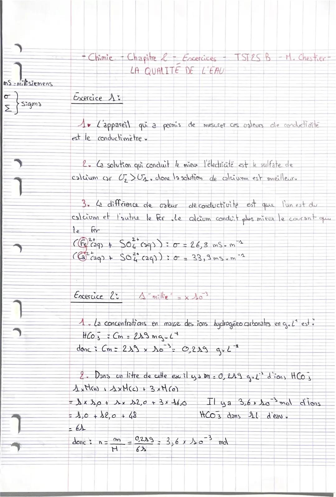 Tale ST2S-Chimie - Chapitre 2 - Cours élèves
LA QUALITE DE L'EAU
I.
Solubilité et conductivité
1. Solubilité
8.
8+
Nat
&+
La molécule d'eau
