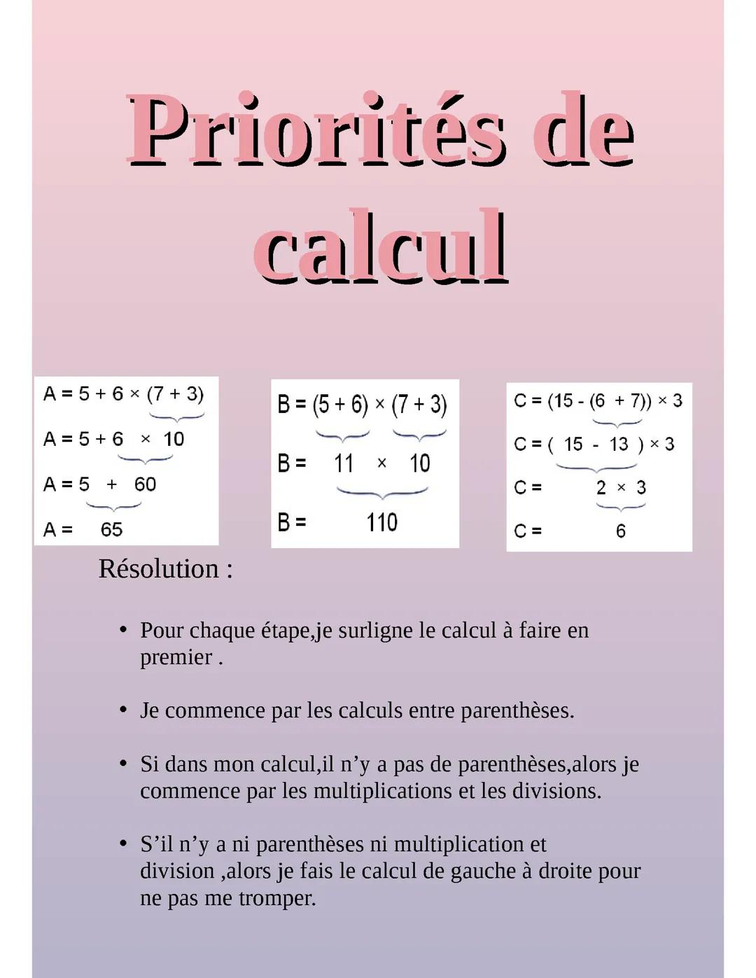 Priorités de calcul