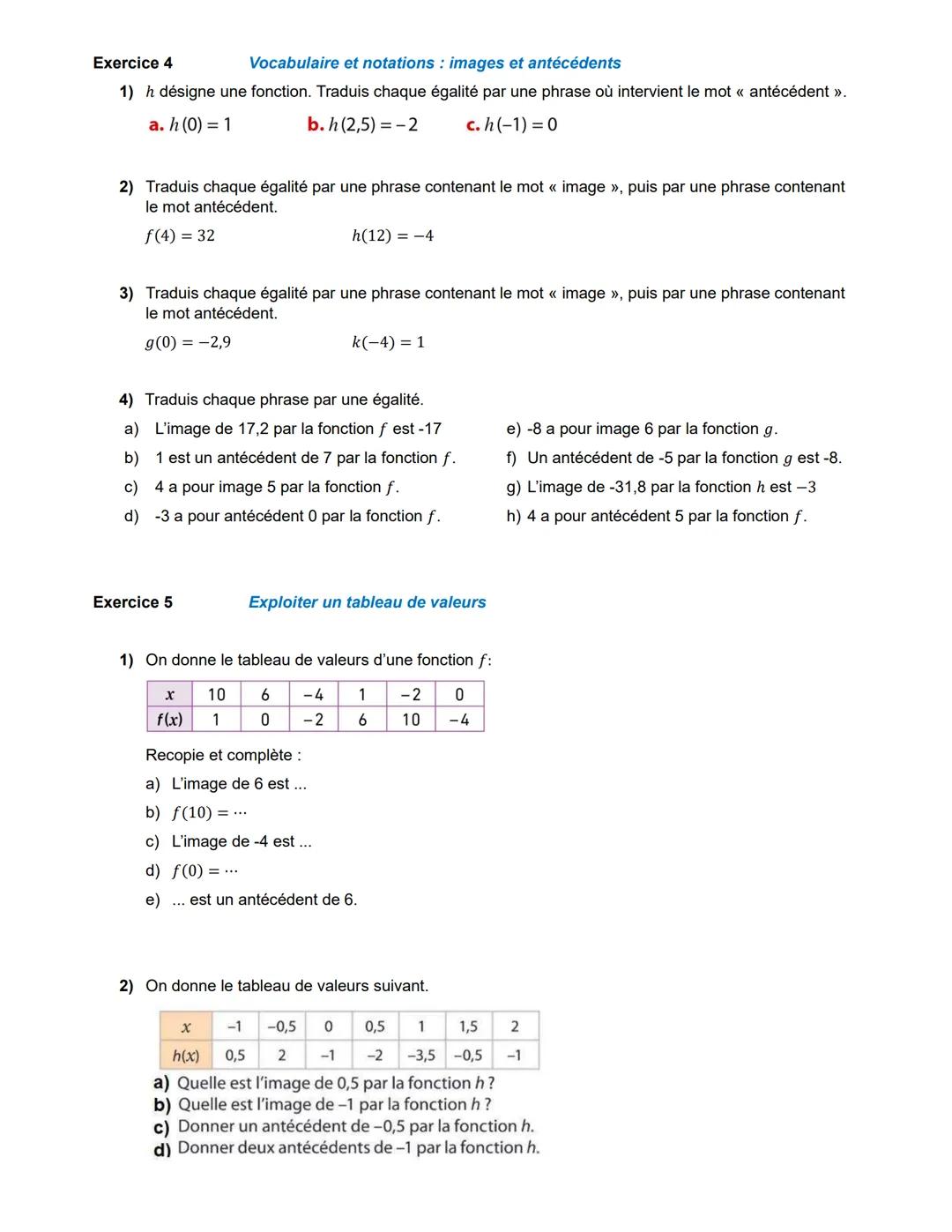 # Fiche d'exercices. Généralités sur les fonctions
Exercice 1
Notion de fonction
1) On considère le programme de calcul ci-contre.
Parmi